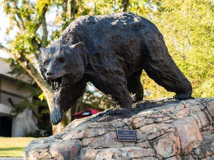 The Charge bear sculpture on the Lenoir-Rhyne campus